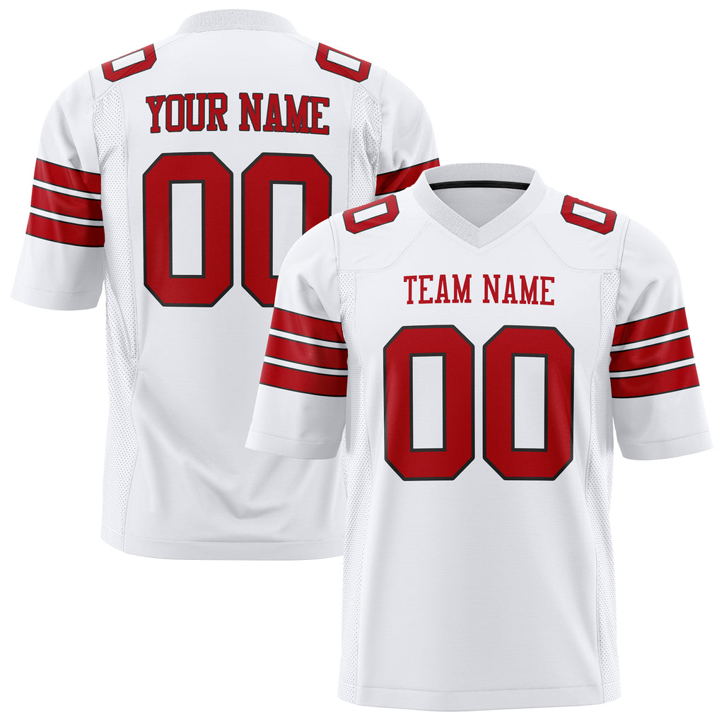 Custom White Red Solid Colour Football Jersey FT01240725WH536
