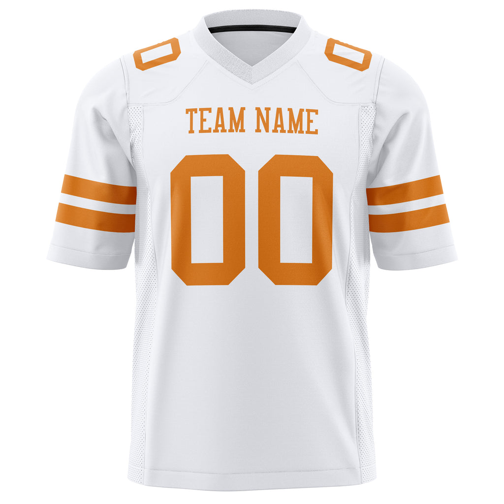 Custom White Orange Solid Colour Football Jersey