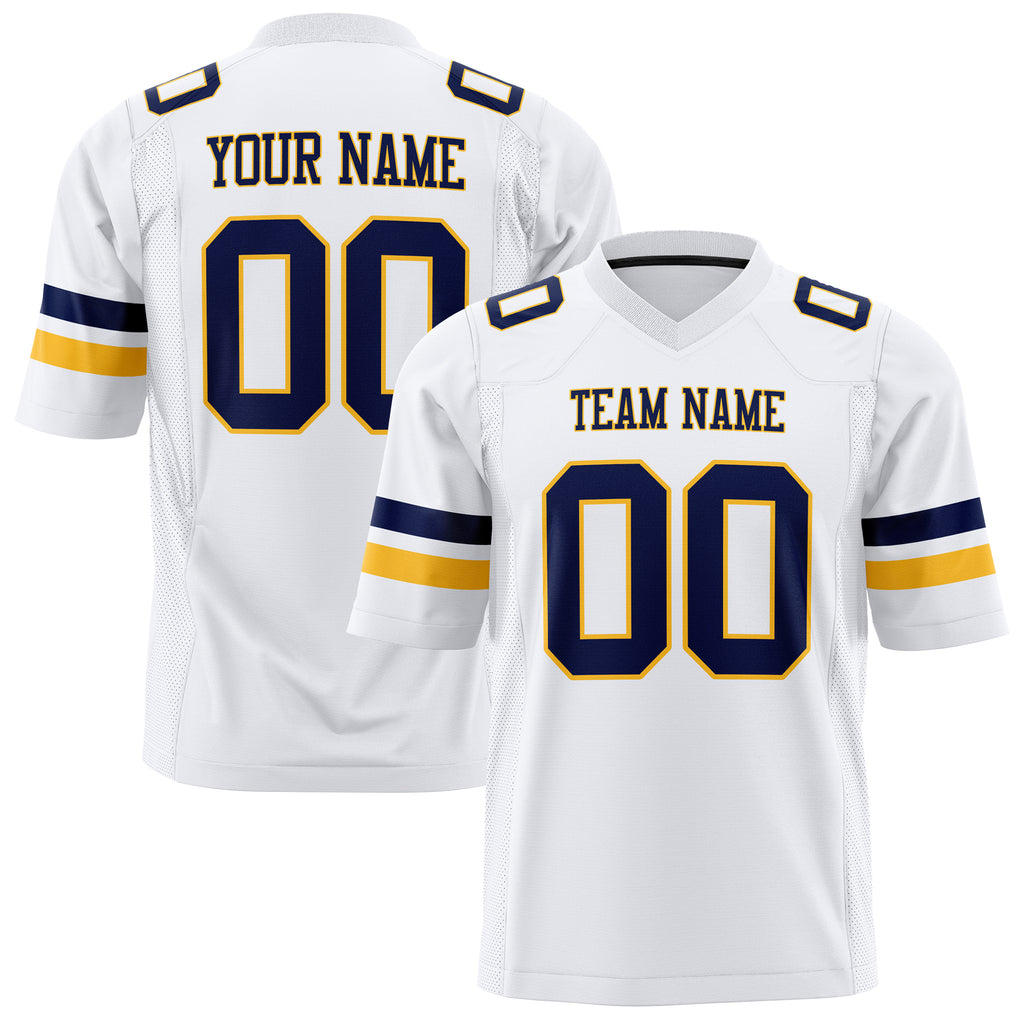 Custom White Navy Solid Colour Football Jersey FT01240725WH541