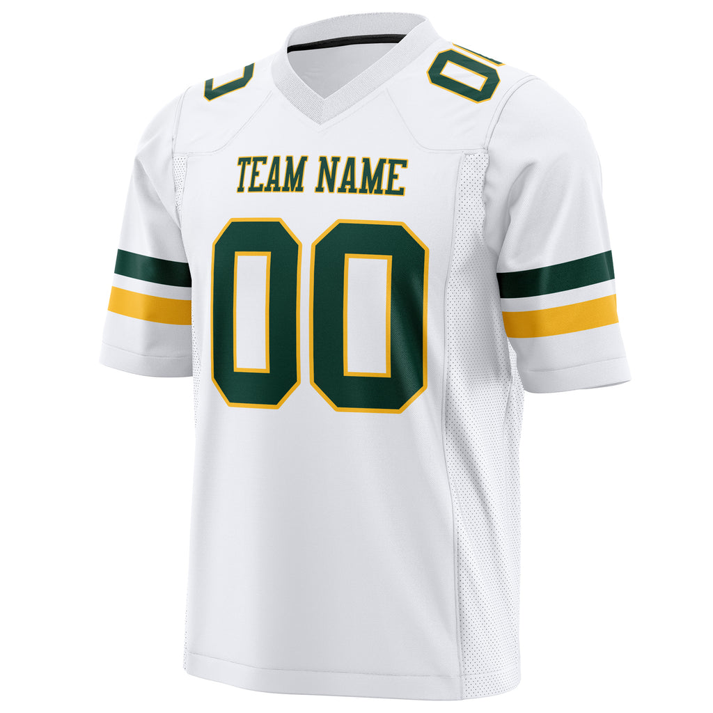 Custom White Green Solid Colour Football Jersey