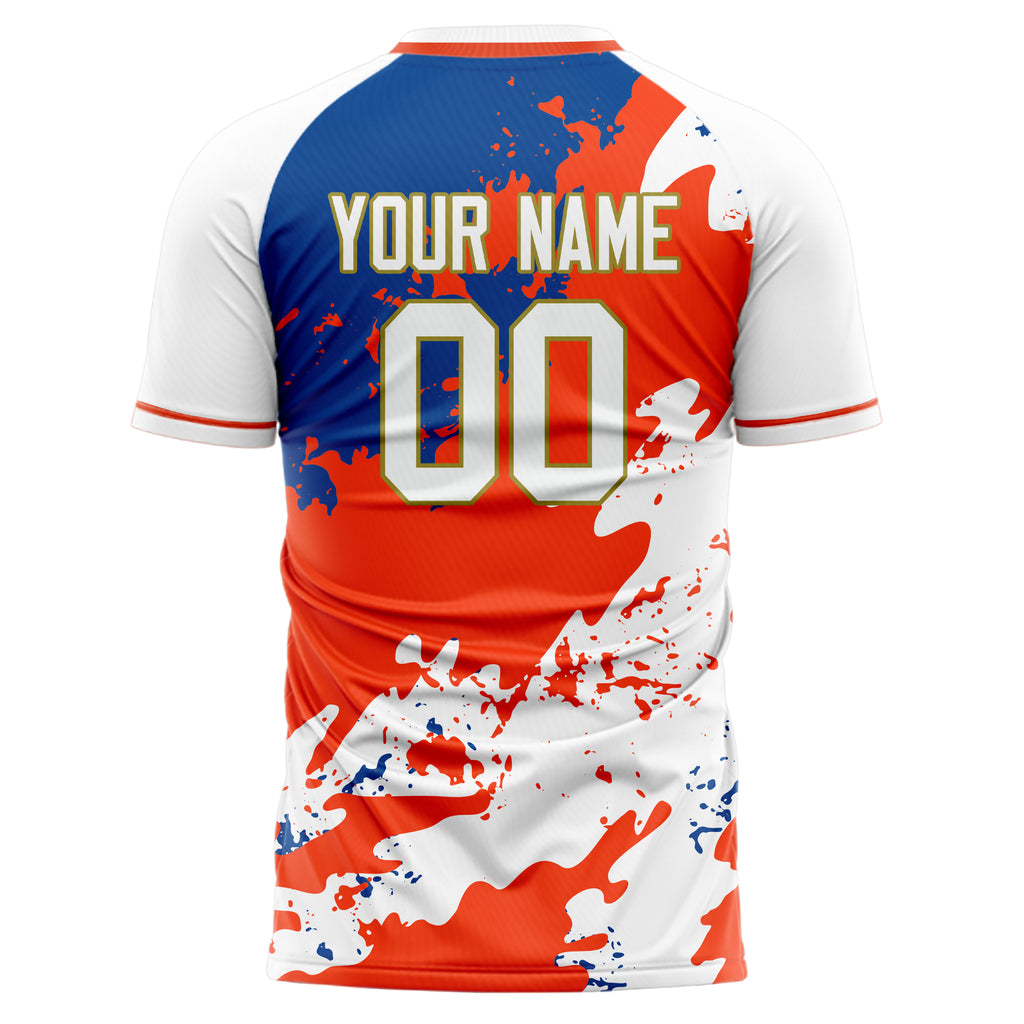 Custom White Red Pattern Soccer Jersey