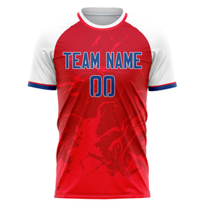 Custom Red White Pattern Soccer Jersey