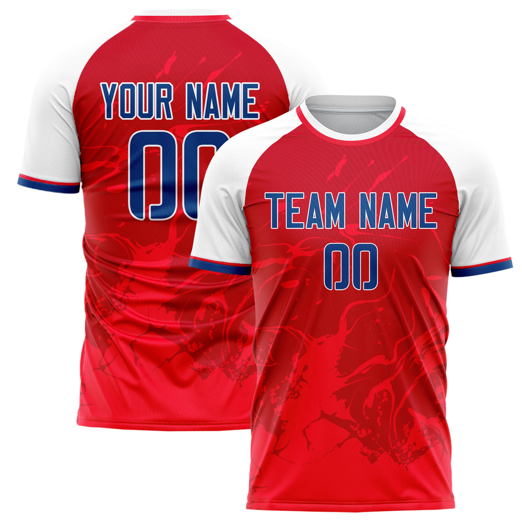 Custom Red White Pattern Soccer Jersey