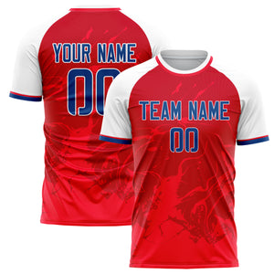 Custom Red White Pattern Soccer Jersey