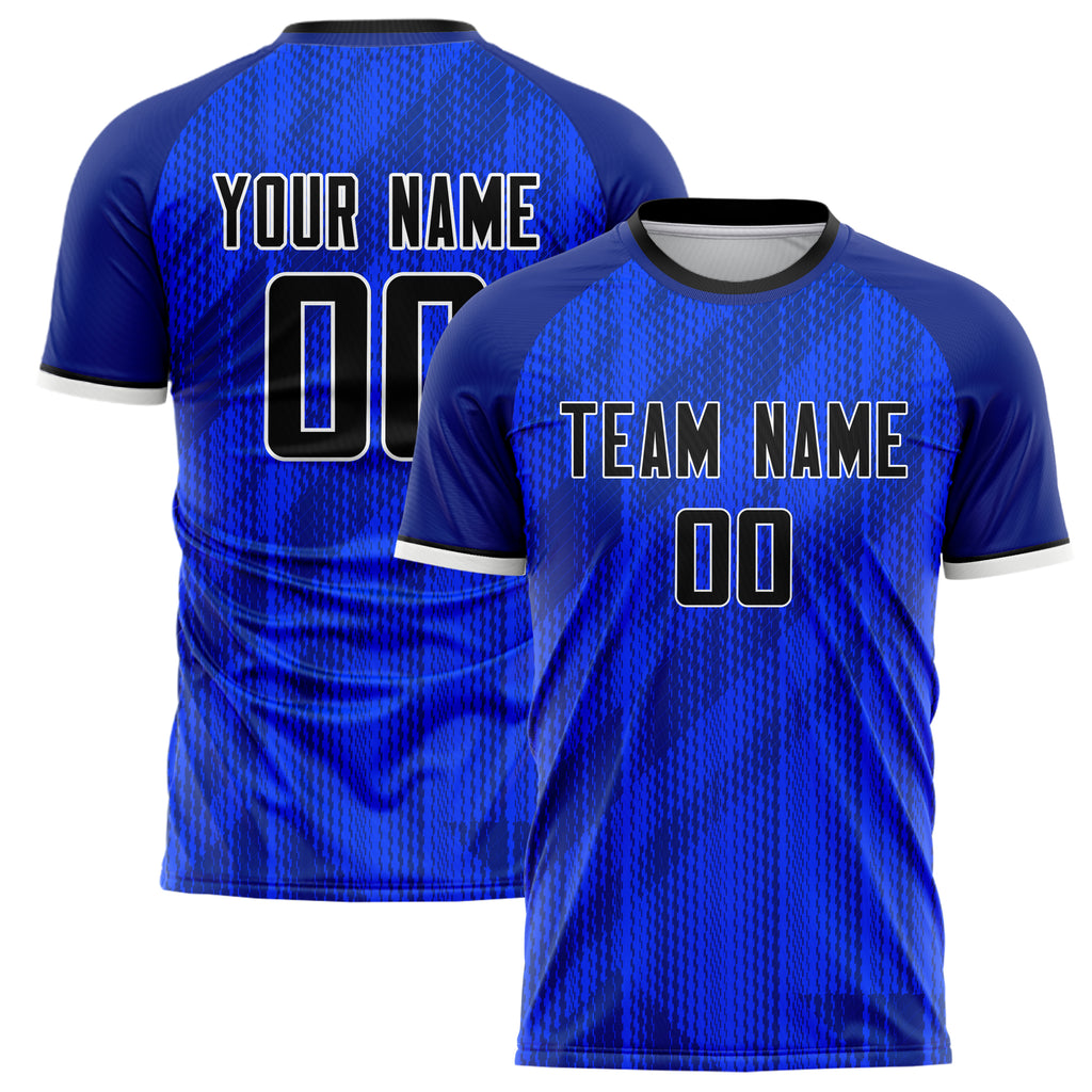 Custom Blue Navy Pattern Soccer Jersey