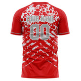 Custom Red White Pattern Soccer Jersey