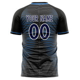 Custom Black Navy Pattern Soccer Jersey