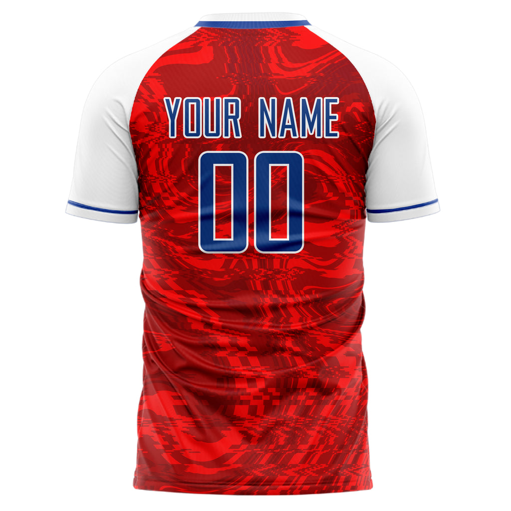 Custom Red White Pattern Soccer Jersey