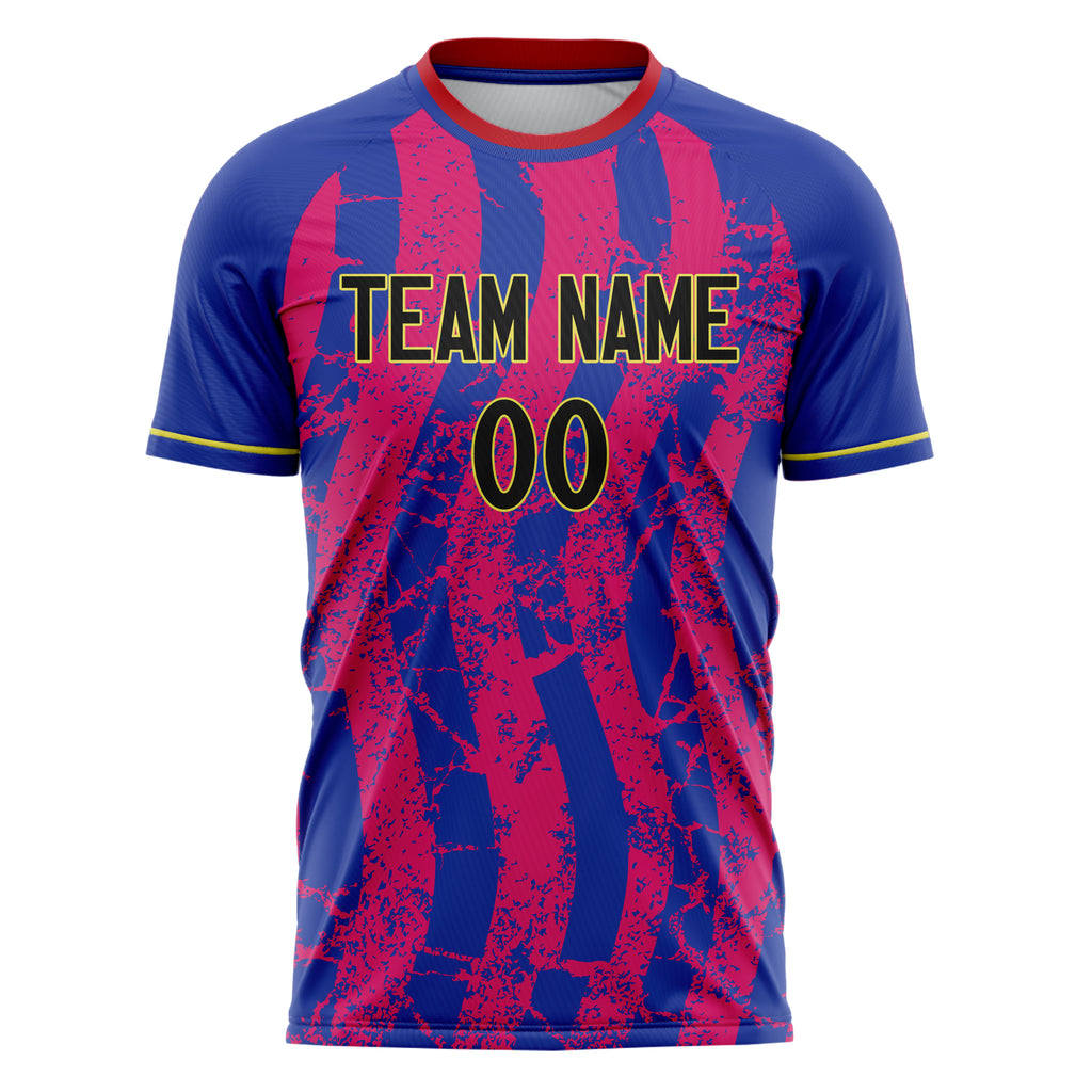 Custom Royal Pink Pattern Soccer Jersey