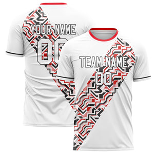 Custom White Black Pattern Soccer Jersey