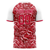 Custom Red White Pattern Soccer Jersey