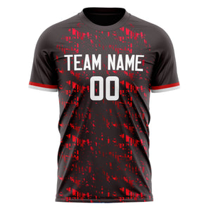 Custom Black Red Pattern Soccer Jersey