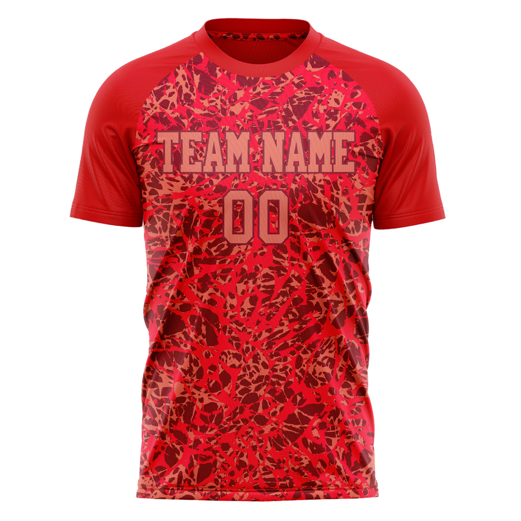 Custom Red Crimson Pattern Soccer Jersey