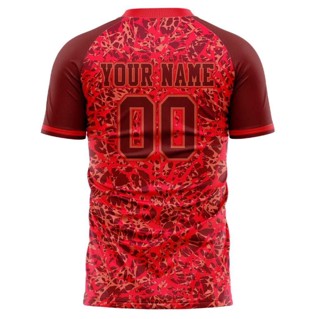 Custom Red Crimson Pattern Soccer Jersey