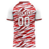 Custom White Red Pattern Soccer Jersey