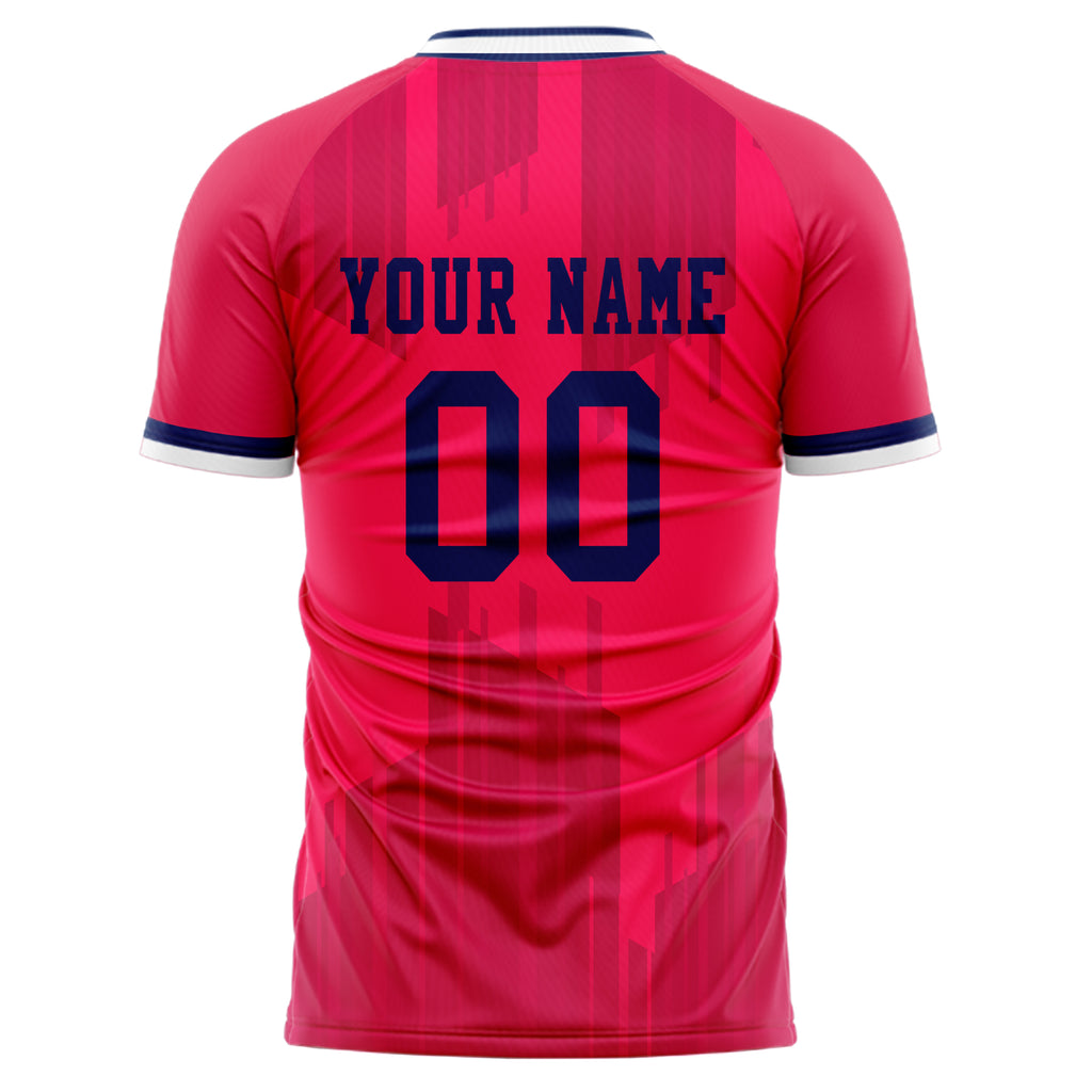Custom Red Navy Pattern Soccer Jersey