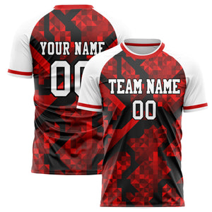 Custom Red White Pattern Soccer Jersey