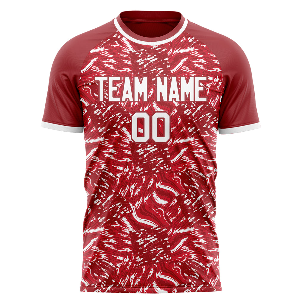 Custom Red White Pattern Soccer Jersey