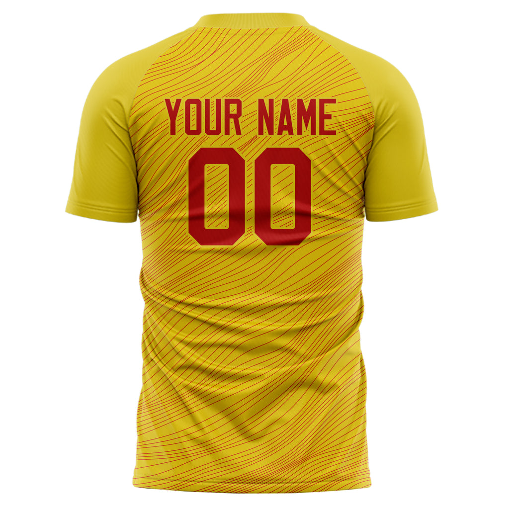 Custom Gold Red Pattern Soccer Jersey
