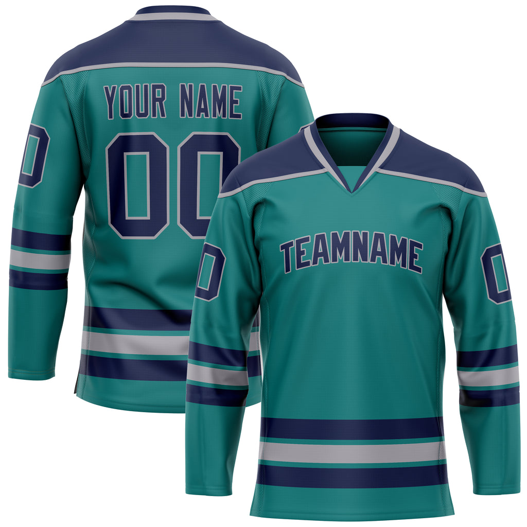 Custom Aqua Navy Solid Colour Hockey Jersey