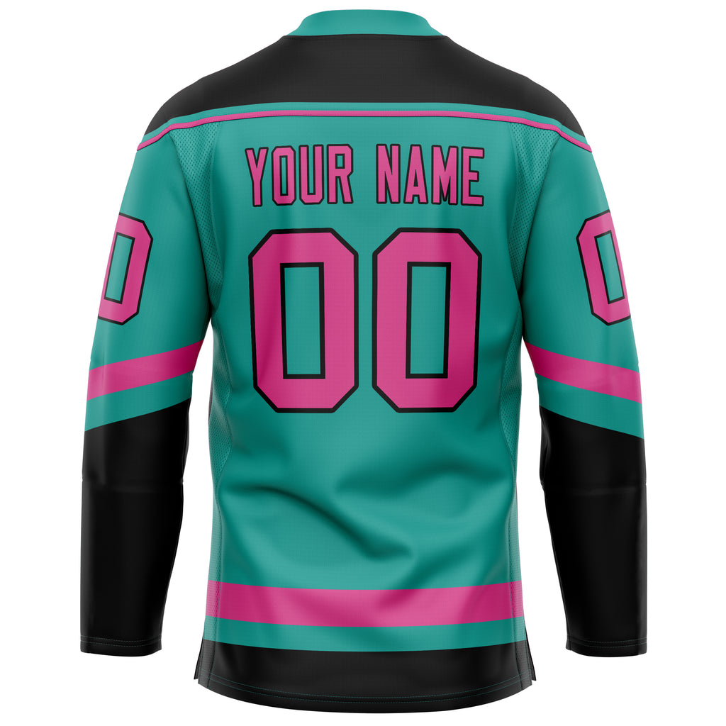 Custom Aqua Pink Solid Colour Hockey Jersey