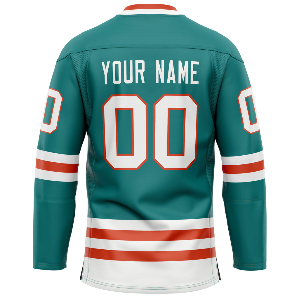 Custom Aqua White Solid Colour Hockey Jersey