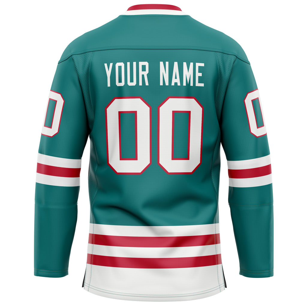 Custom Aqua White Solid Colour Hockey Jersey