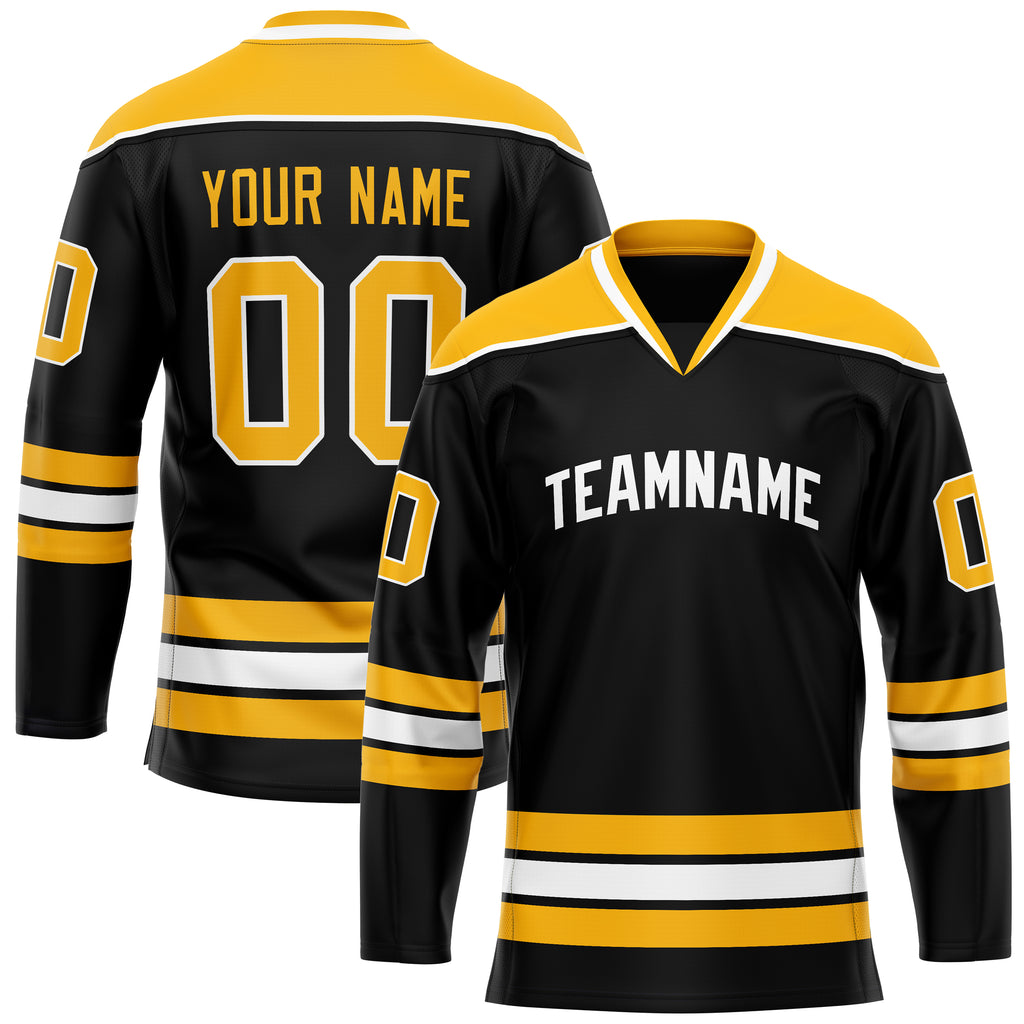 Custom Black Gold Solid Colour Hockey Jersey