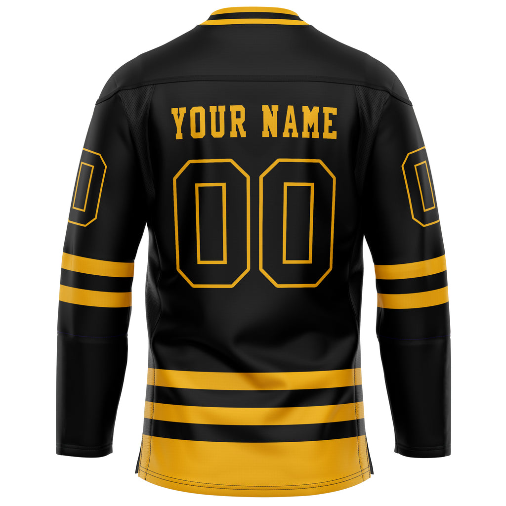 Custom Black Gold Solid Colour Hockey Jersey