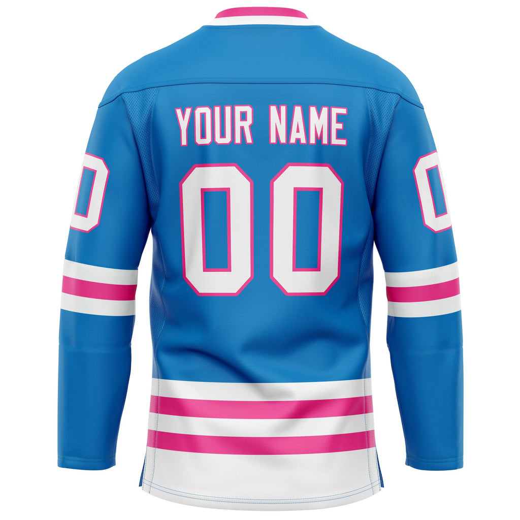 Custom Blue White Solid Colour Hockey Jersey