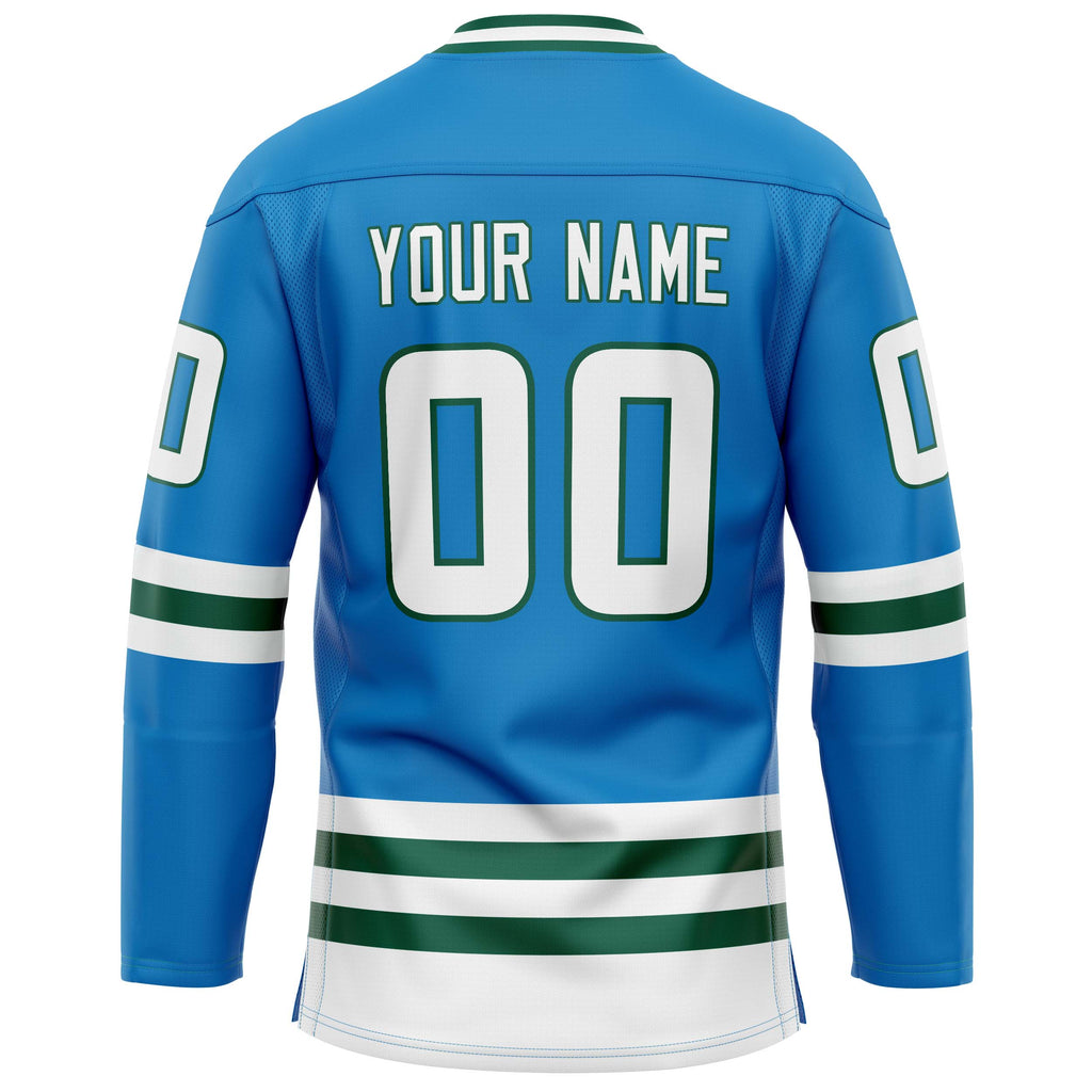 Custom Blue Kelly Green Solid Colour Hockey Jersey