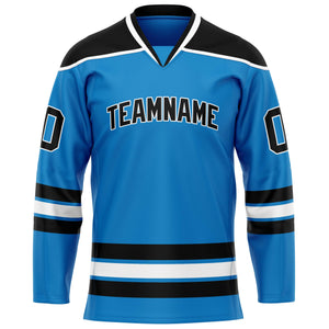 Custom Blue Black Solid Colour Hockey Jersey