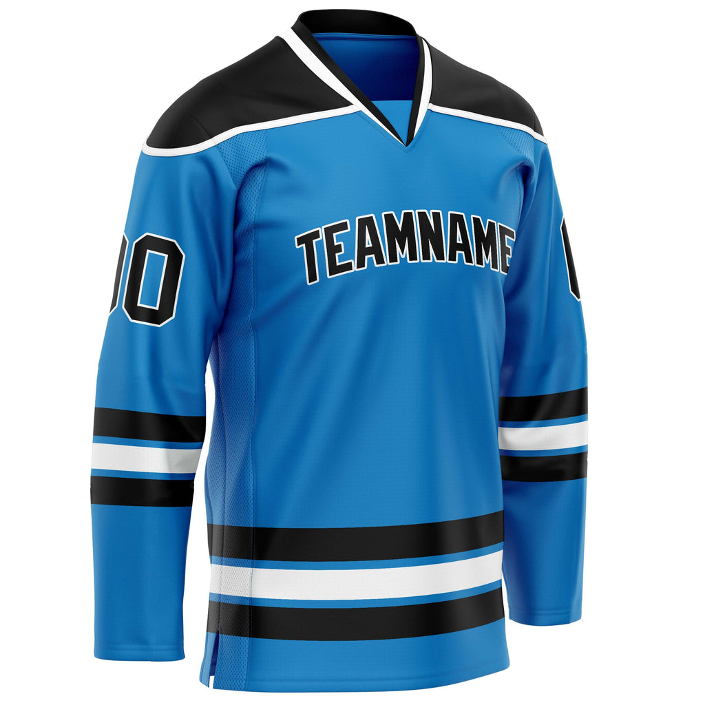 Custom Blue Black Solid Colour Hockey Jersey