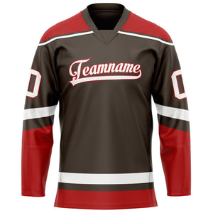 Custom Brown Red Solid Colour Hockey Jersey
