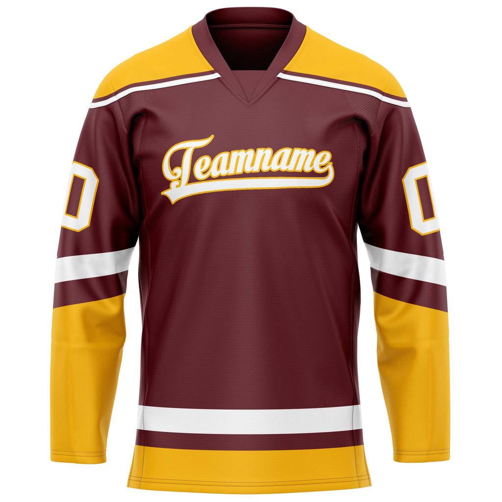 Custom Brown Gold Solid Colour Hockey Jersey
