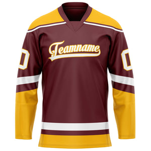Custom Brown Gold Solid Colour Hockey Jersey