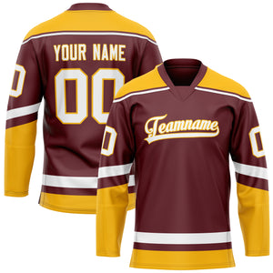 Custom Brown Gold Solid Colour Hockey Jersey