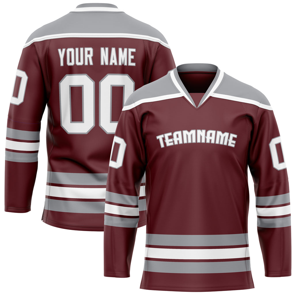 Custom Brown Gray Solid Colour Hockey Jersey