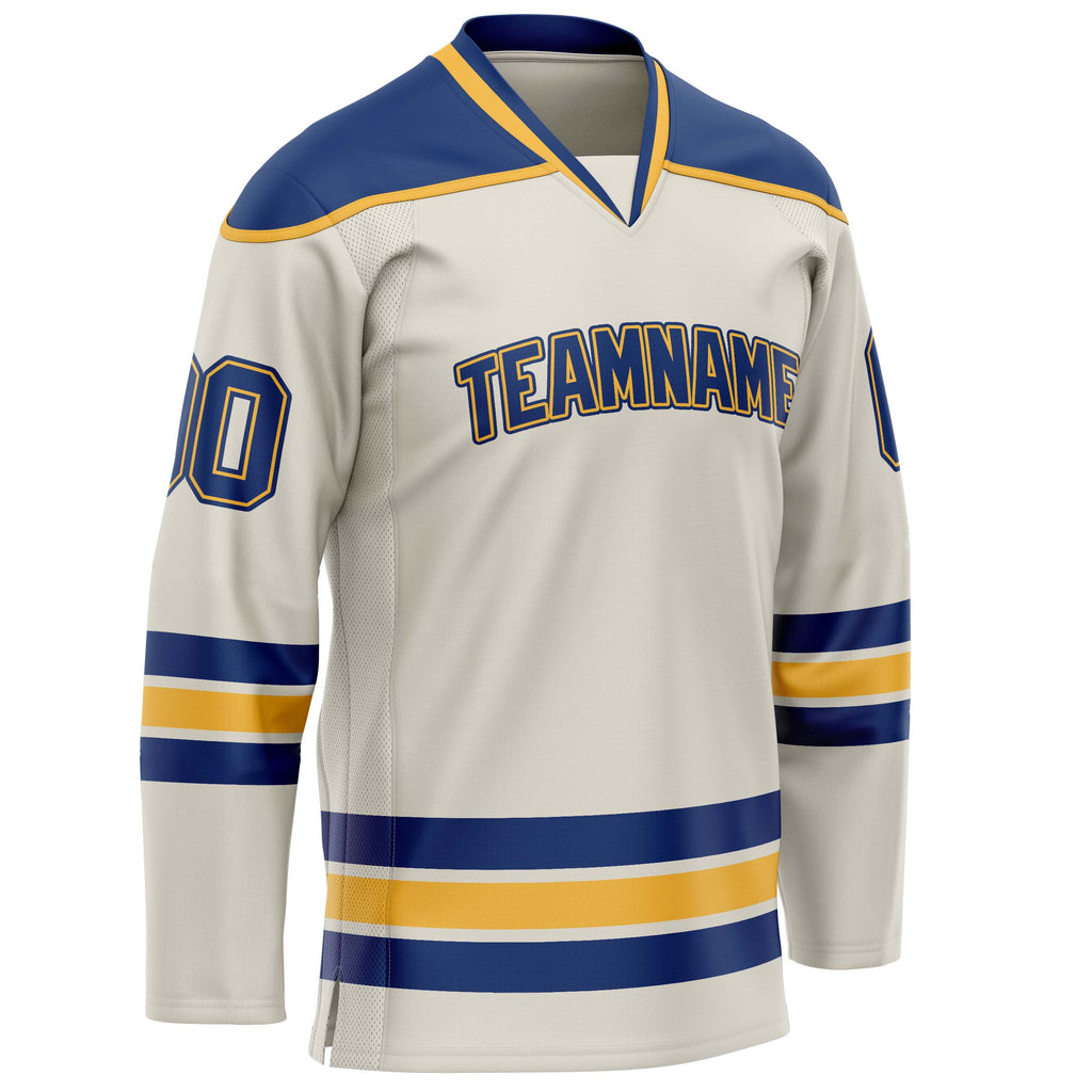 Custom Cream Royal Solid Colour Hockey Jersey