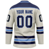 Custom Cream Navy Solid Colour Hockey Jersey