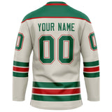 Custom Cream Kelly Green Solid Colour Hockey Jersey