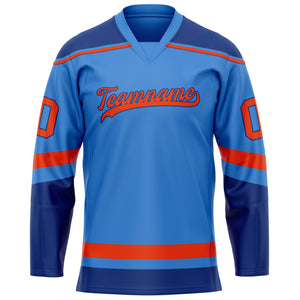 Custom Electric Blue Red Solid Colour Hockey Jersey