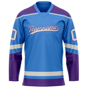 Custom Electric Blue Purple Solid Colour Hockey Jersey