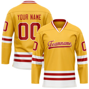 Custom Gold Red Solid Colour Hockey Jersey