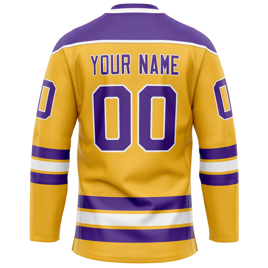 Custom Gold Purple Solid Colour Hockey Jersey