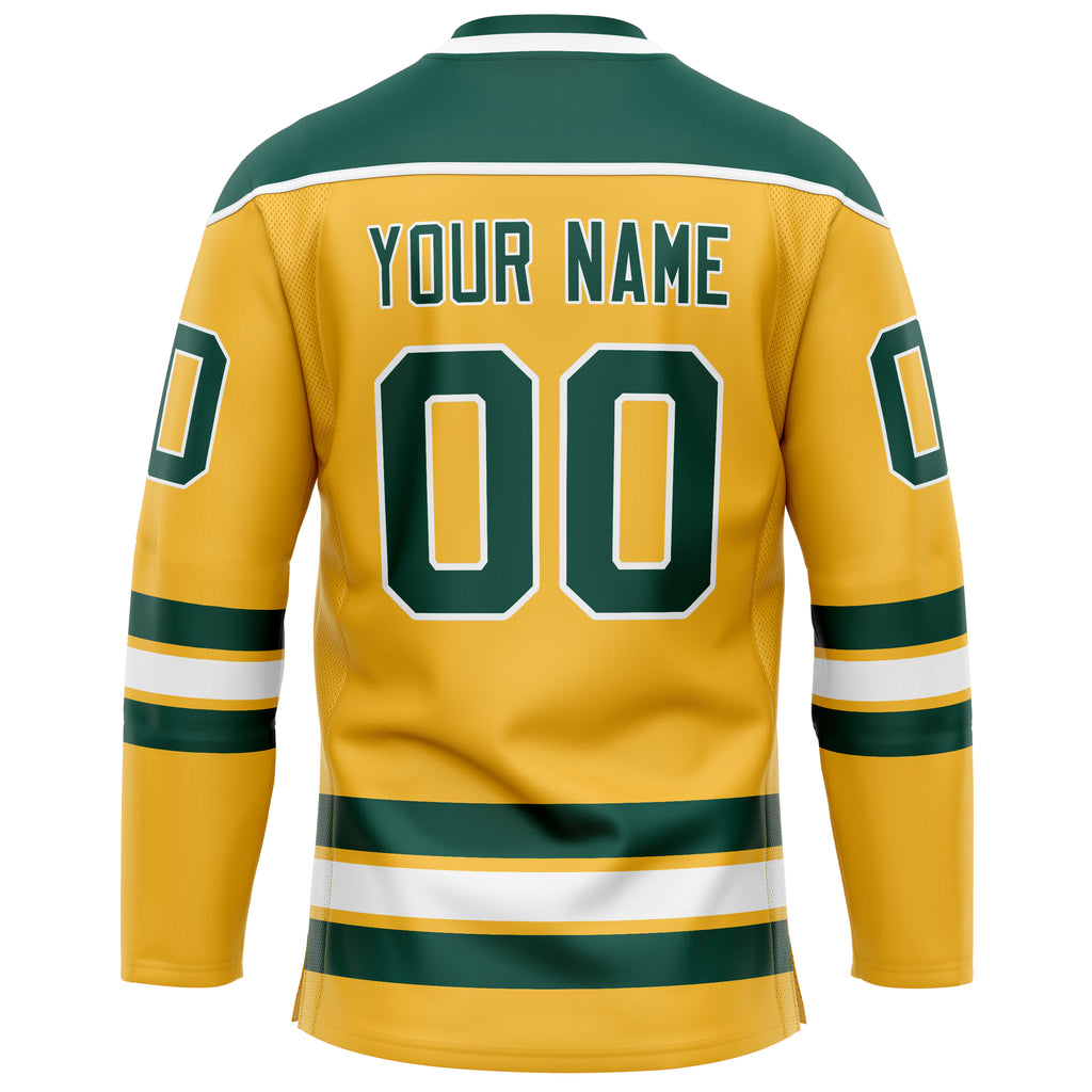 Custom Gold Kelly Green Solid Colour Hockey Jersey