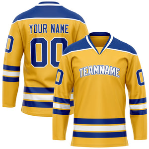 Custom Gold Royal Solid Colour Hockey Jersey