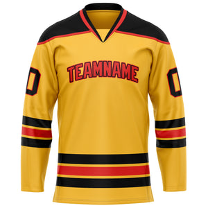Custom Gold Black Solid Colour Hockey Jersey