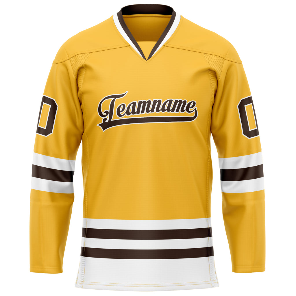 Custom Gold Brown Solid Colour Hockey Jersey