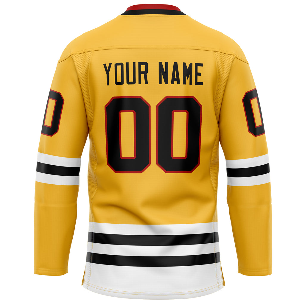 Custom Gold Black Solid Colour Hockey Jersey